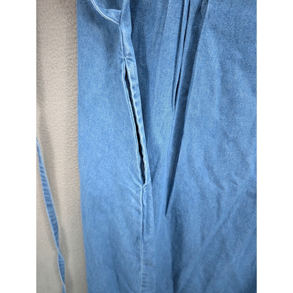 Vermont Country Store Denim Sleeveless Midi Dress XL Blue Cotton Pintuck Jumper - Picture 4 of 12